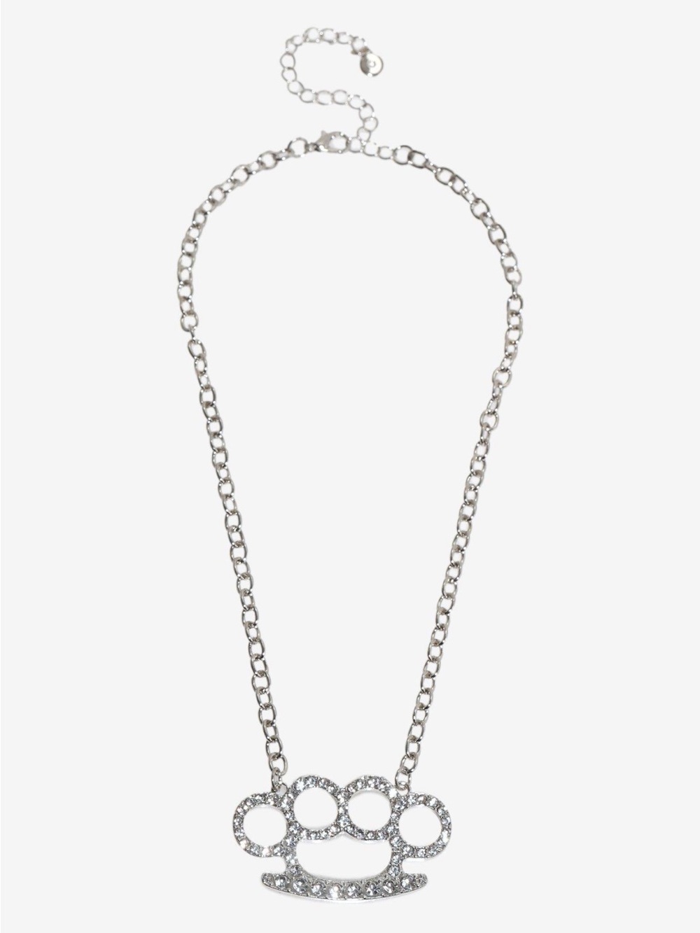 Silver Crystal Knuckle Pendant Necklace - Women Jewelry